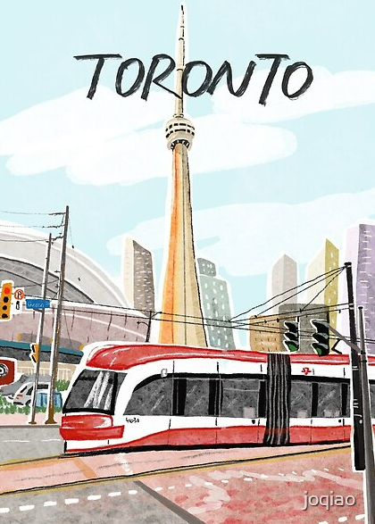 Toronto Landmarks - CN Tower and Tram Postcard